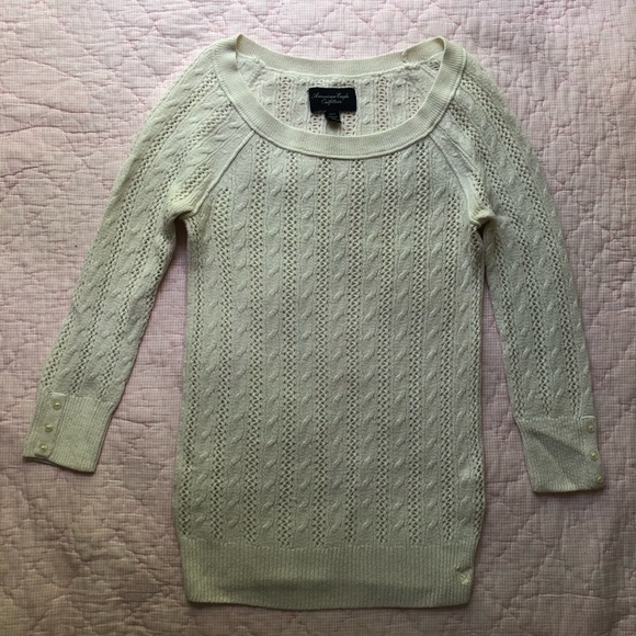 American Eagle Outfitters Sweaters - Ivory American Eagle Pointelle Knit Sweater